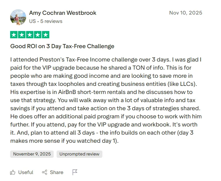 Challenge social proof screenshot